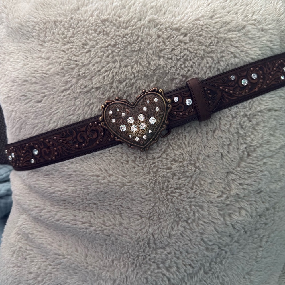 Justin Boots Brown Heart-Embellished Belt